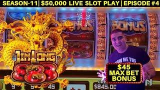 High Limit JIN LONG 888 Slot Machine $45 MAX BET Bonus Won & 1st Spin BIG WIN | SE-11 | EP #4