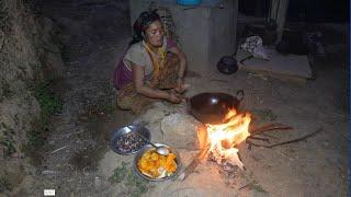 Organic village life || Cooking meat sukuti and parsley vegetables in the village