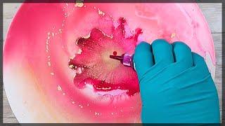 Alcohol Ink Lines & Burst Technique | Pink & Gold Circular Art Tutorial