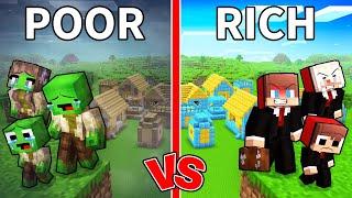 Mikey Family and JJ Family Left POOR vs RICH Village in Minecraft (Maizen)