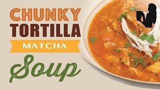 Chunky Chicken Tortilla Soup recipe made using a Vitamix or Blendtec commercial blender
