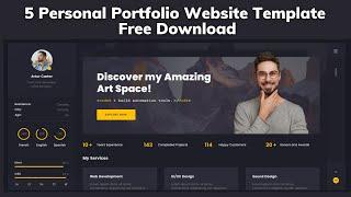 5 Personal Portfolio Website Template Free Download | HTML CSS JavaScript Portfolio Template 2022