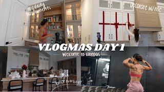 LIBMAS DAY 1 | decorating for the holidays | back workout | supplements | vlogmas