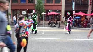 Anthrocon 2023 9 Block Party Gizmo and Gadget dancing in the rain