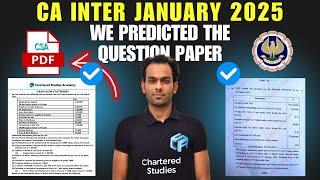 The Question Paper PREDICTION That Changed Everything | CA Inter jan 25 | CA Sandeep sharma |