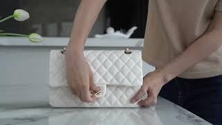 Chanel Classic Flap | Calfskin Leather Medium White | Luxury Vintage Outfits Fashion Style Bags