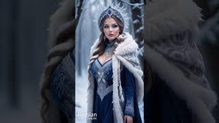 Regal Woman in a Snowy Enchanted Forest Short #ai #fashion