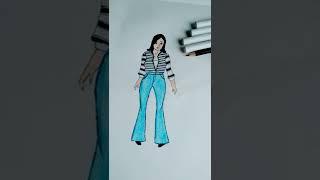 Girl in stylish outfit#Modern girl#KUMKUM's ART