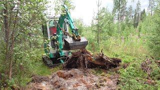 Mettäpolun tekoa minikaivurilla | Forest trail with Mini excavator