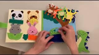 Jungle Quiet Book, Handmade felt book, Busy Book for babies and Toddlers