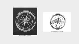 Hand drawn Compas (chalkboard and white paper)