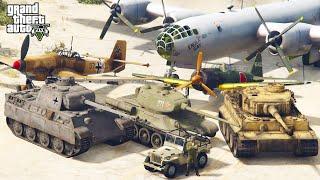 GTA 5 - Stealing World War 2 Vehicles with Trevor! | (GTA V Real Life Cars #38)