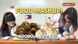 Adobo Korean Rice Ball?! Filipino Korean Food Mashup by Avatar Cook  | Sunbaes Try