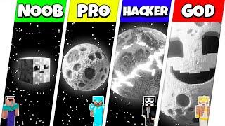 Minecraft Battle: NOOB vs PRO vs HACKER vs GOD: MOON PLANET HOUSE BASE BUILD CHALLENGE / Animation