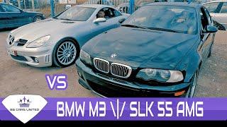 BMW M3 (E46) VS Mercedes SLK 55 AMG Sound Battle Revs | BG CARS UNITED