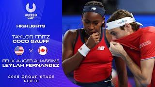 Fritz/Gauff v Auger-Aliassime/Fernandez Highlights | United Cup 2025 Group A