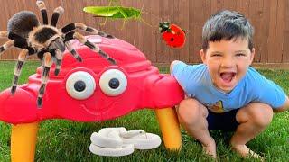 MORNING BACKYARD BUG HUNT with CALEB & MOMMY! TARANTULAs, SNAKES, LADYBUGS & BUGS OUTSIDE!