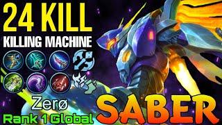 24 Kills Saber Monster Jungler - Top 1 Global Saber by Zerø - Mobile Legends