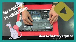 How to battery replacement hp Laptop 14-dk0019ns disassembly