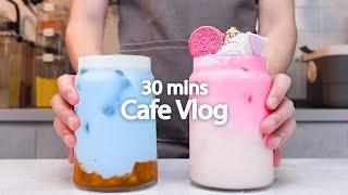 카페 브이로그 30분 모아보기30mins Cafe Vlog/카페브이로그/Cafe Vlog/ASMR/Tasty Coffee#129