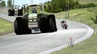 Yamaha ZYF-R1 vs Monster John Deere Tractor at Old SPA