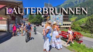 LAUTERBRUNNEN SWITZERLAND  The most beautiful village walking tour 4K HDR ` Heavy tourist traffic