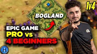 Pro Player vs 4 Beginners ON BOGLAND (EPIC) | AoE2