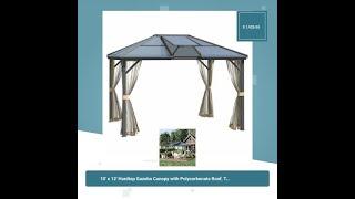 10' x 12' Hardtop Gazebo Canopy with Polycarbonate Roof, Top Vent and Aluminum Frame, Permanent P...