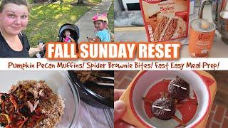 FALL SUNDAY RESET! Pumpkin Pecan Muffins! Spider Brownie Bites! FAST EASY CALORIE DEFICIT MEAL PREP!