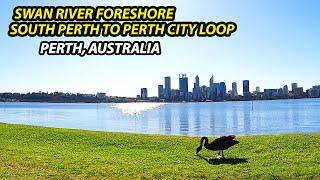 Walking Trail Swan River Foreshore Looping Perth Water | Perth, Australia | Walking Tour 4K