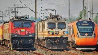 Dangerous 130Kmph WAP7 Padatik+ Sampark Kranti+Shatabdi+Vande Bharat attacks Kamarkundu- IR