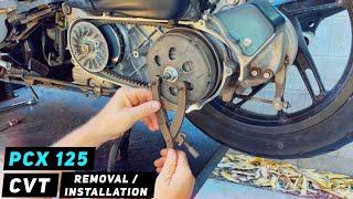 Honda PCX 125 - CVT Removal / Installation - Variator, Clutch, Drive Belt, Rollers