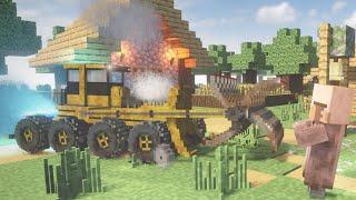 Shred Dozer Car in Realistic MINECRAFT Village in TEARDOWN