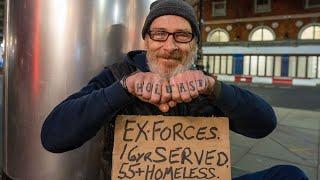 Homeless Veteran Sleeping Rough in London after Nervous Breakdown