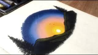 Sunset Drawing using Oil Pastel