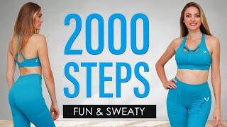 2000 Steps Fun & Sweaty Workout / NO REPEAT/ Beginner Friendly Weight Loss Cardio Workout