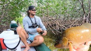 Mangrove Fishing from an inflatable boat {catch clean cook}