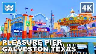 [4K] Historic Pleasure Pier in Galveston Island, Texas USA - Walking Tour & Travel Guide 