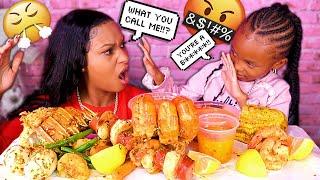 CALLING MY MOM THE B WORD PRANK + MEGA PRAWNS SEAFOOD BOIL MUKBANG | QUEEN BEAST & LAYLA