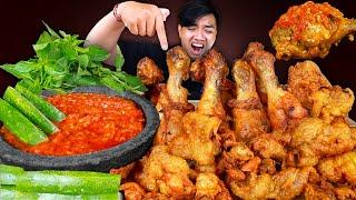 MUKBANG AYAM GORENG + KULIT AYAM GORENG KRISPI COCOL SAMBAL TERASI PAKE LALAPAN