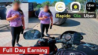 Full Day Earning || Ola Patner Vs Uber Moto Vs Rapido Captain || Rahul Vlogs BR32 || Bike  Vlogs