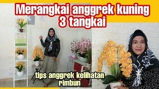 Cara merangkai anggrek kuning 3 tangkai II menata bunga anggrek agar kelihatan rimbun dan cantik