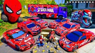 GTA 5 - Stealing SPIDERMAN SUPER CARS with Franklin! (Real Life Cars #183)