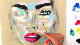 Abstract Acrylic Painting Tutorial | PORTRAIT Painting | How to Paint COLORFUL