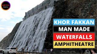 MANMADE WATERFALLS AND AMPHITHEATRE - KHOR FAKKAN NEW ATTRACTIONS. SHARJAH - UAE.