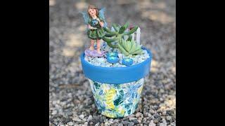 How to Make a Fairy Garden with Decoupage Pot