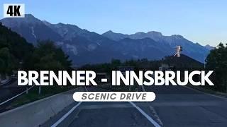 Brennero - Innsbruck | Brennerstraße B 182 | Wipptal | Evening Scenic Drive | 4K