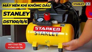 Máy nén khí không dầu Stanley DST100/8/6: Khí nén sạch, công nghệ giảm âm êm ái và dễ di chuyển