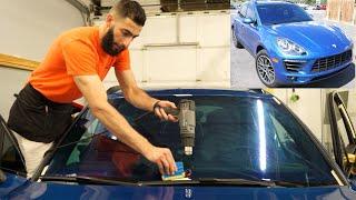 How to Tint a Front Windshield Using UltraVision Chameleon Optimum Film | Porsche Macan S