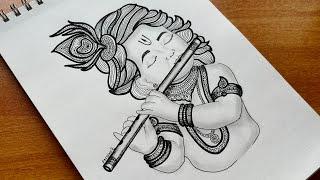 How to draw easy Mandala art of Little Krishna | Balakrishna | Janmashtami | Zentangle doodle art